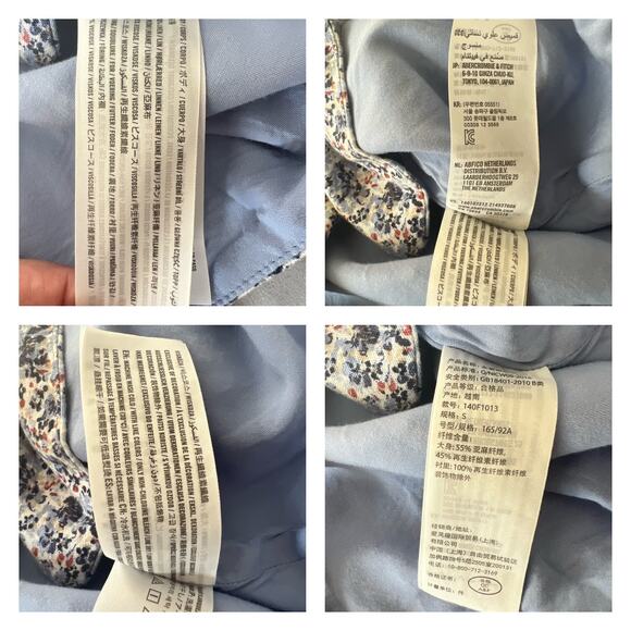 Abercrombie & Fitch Linen Blend Floral Tie Front Crop Blouse Size S - Picture 7 of 10